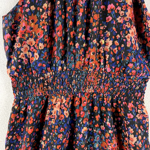 Fore Floral Chiffon Maxi Dress Women Large Halter Neck Smocked Romantic Flowy - Picture 6 of 16